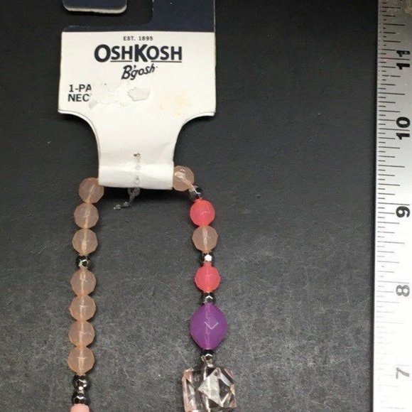 OshKosh Bgosh Necklace Silver Star Transluscent Pink Yellow Purple Green Glitter - Picture 6 of 6